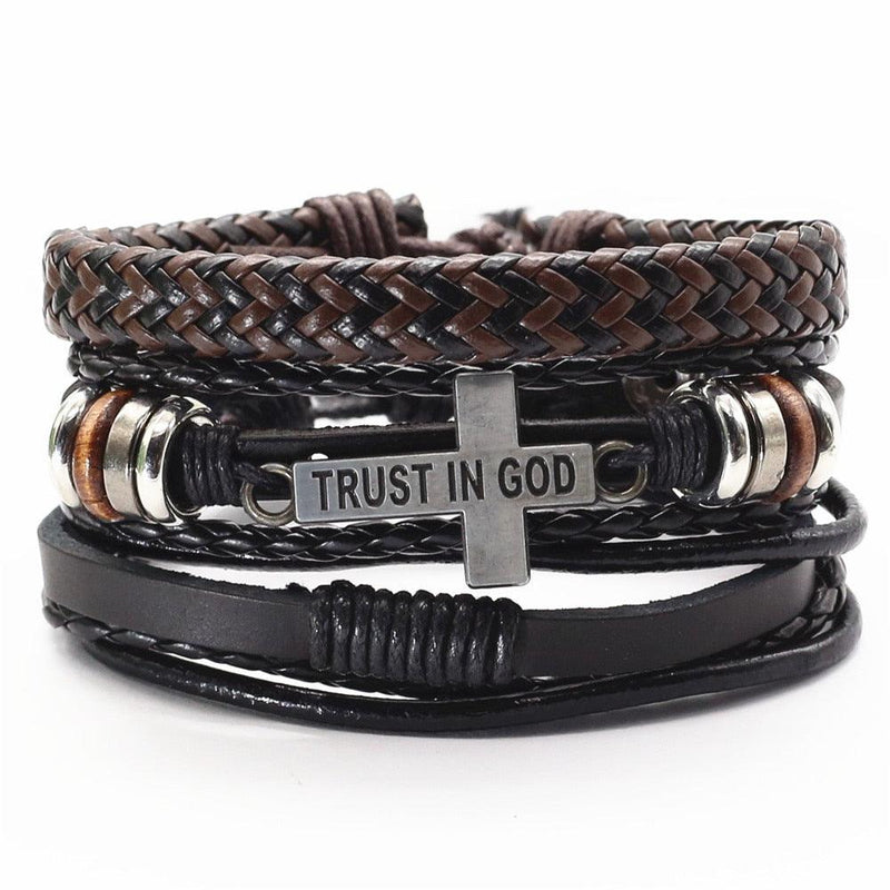 Trust in God - Pulseira de Couro Unissex - Smash Store